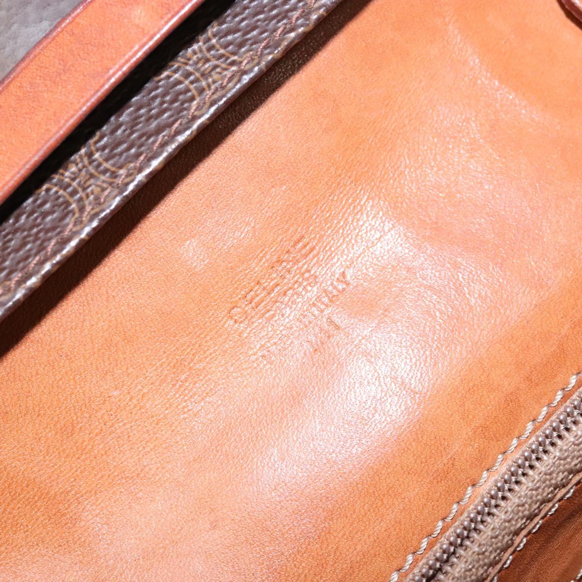 CELINE Macadam Canvas Shoulder Bag PVC Leather Brown Gold Auth ki5877