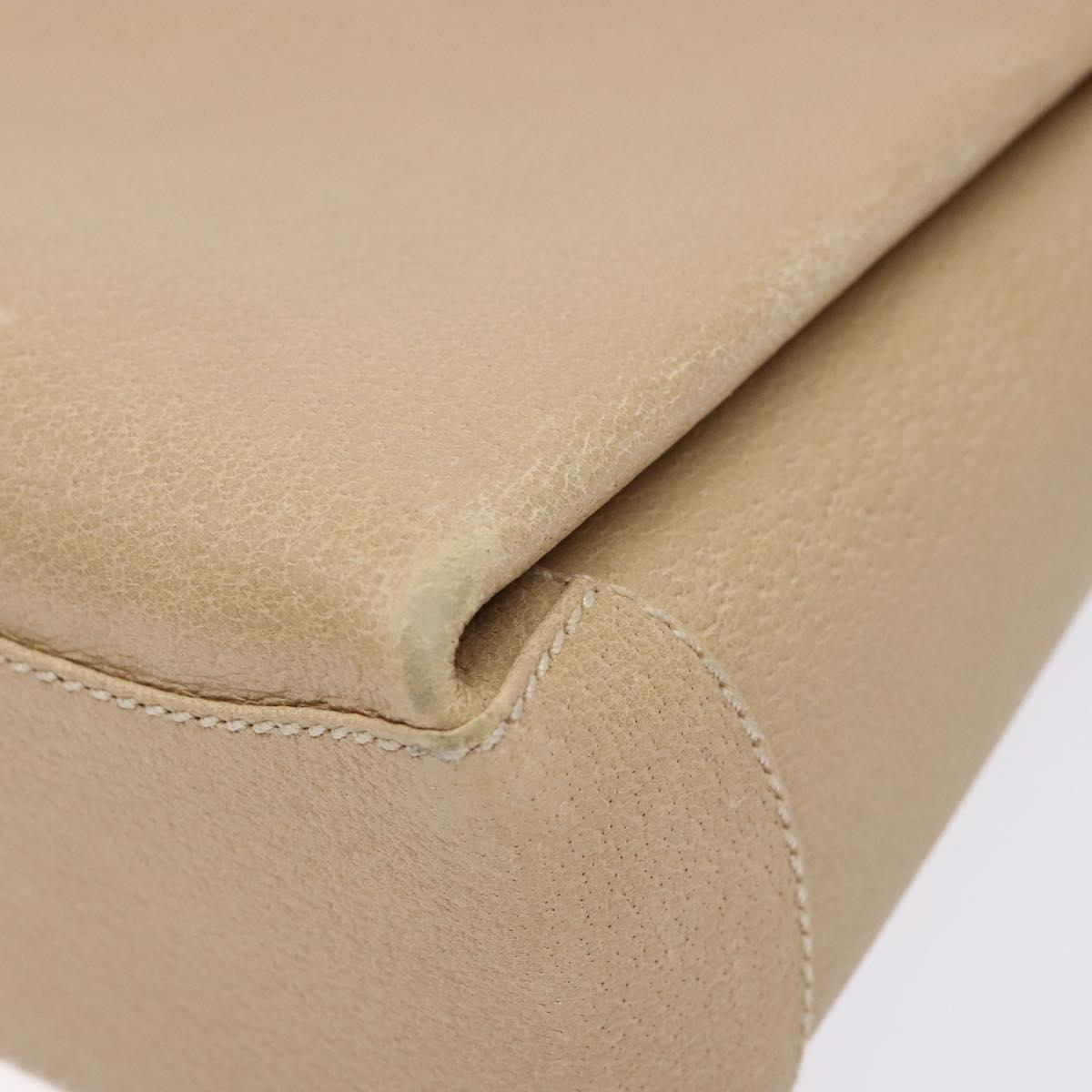 GUCCI Bamboo Hand Bag Leather Beige Gold Auth ki5881