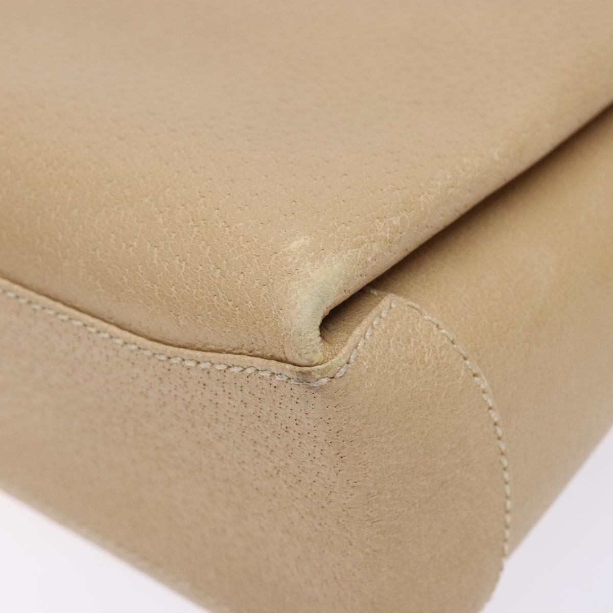 GUCCI Bamboo Hand Bag Leather Beige Gold Auth ki5881