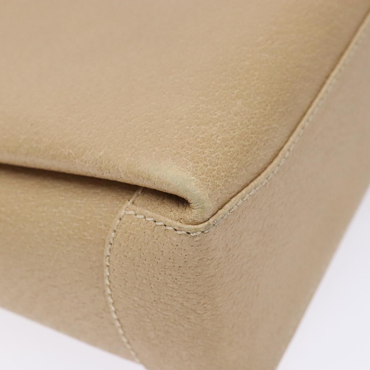 GUCCI Bamboo Hand Bag Leather Beige Gold Auth ki5881