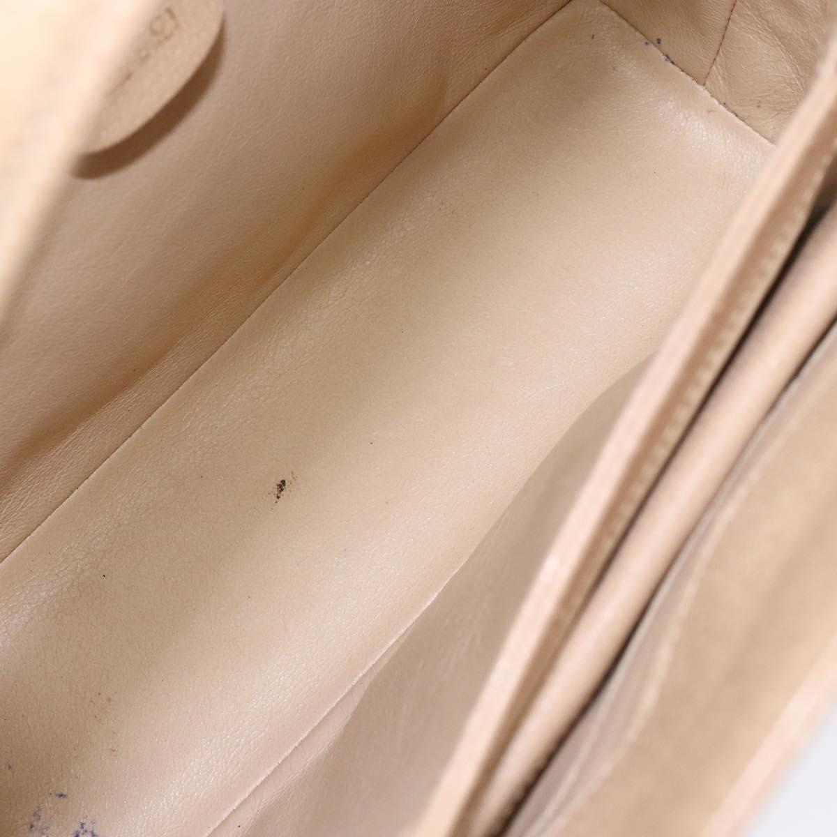 GUCCI Bamboo Hand Bag Leather Beige Gold Auth ki5881