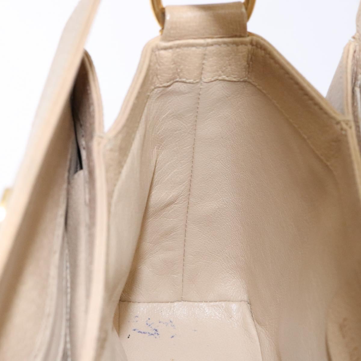 GUCCI Bamboo Hand Bag Leather Beige Gold Auth ki5881