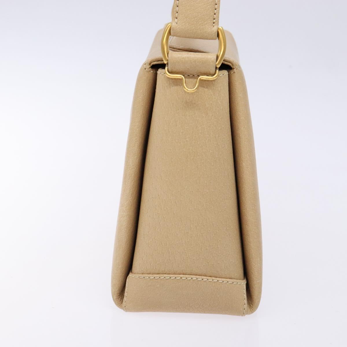 GUCCI Bamboo Hand Bag Leather Beige Gold Auth ki5881
