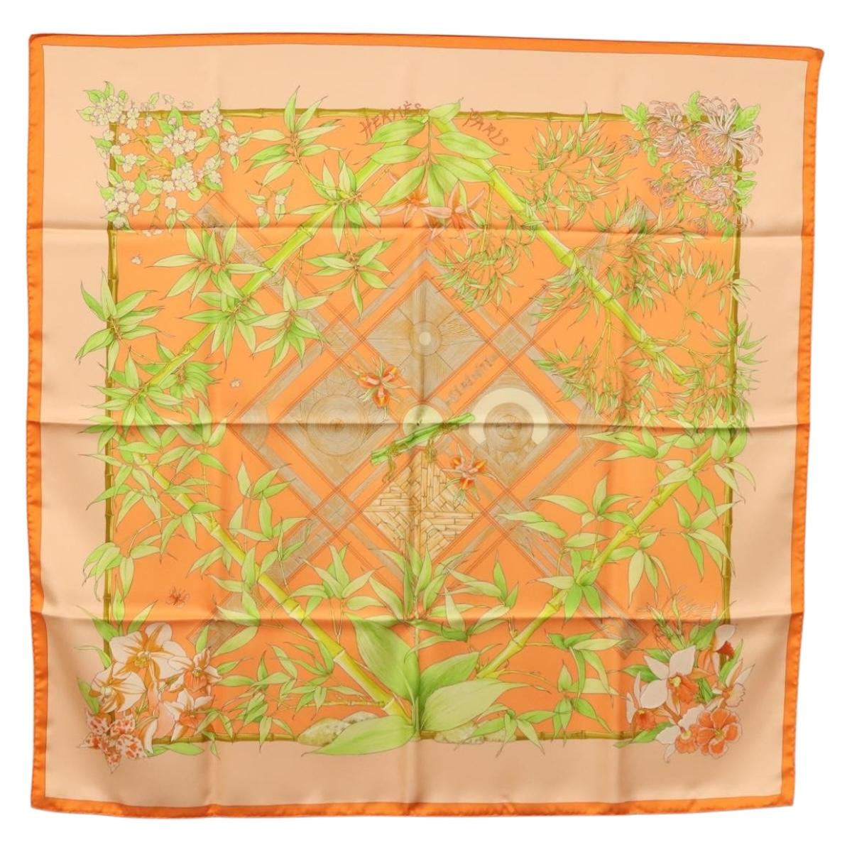 HERMES Carre 90 Scarf ""SERENITE"" Silk Orange Auth ki5883