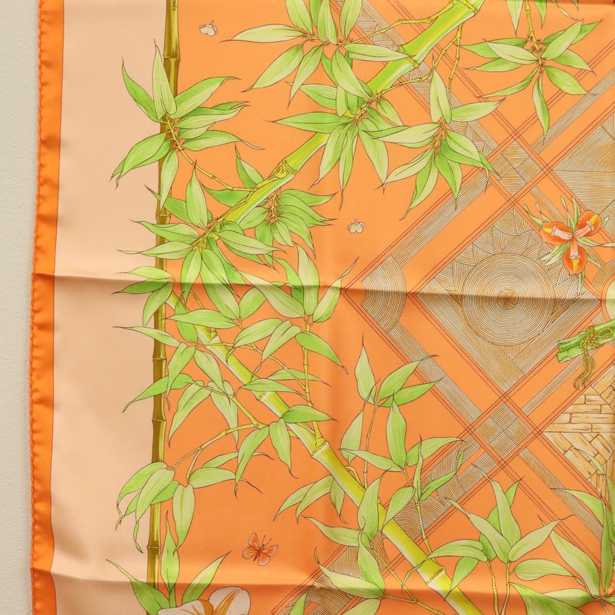 HERMES Carre 90 Scarf ""SERENITE"" Silk Orange Auth ki5883