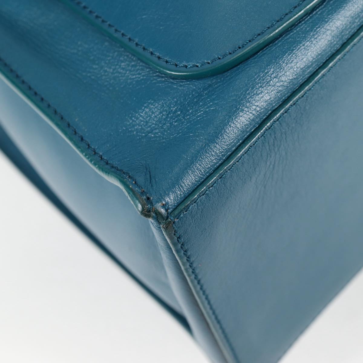 BALENCIAGA Hand Bag Leather 2way Blue Gold 305593 Auth ki5885