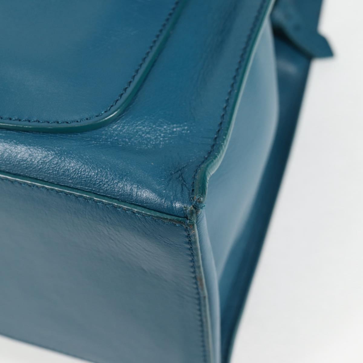 BALENCIAGA Hand Bag Leather 2way Blue Gold 305593 Auth ki5885