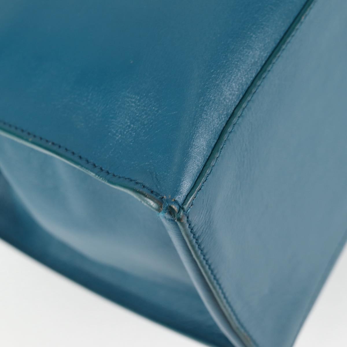 BALENCIAGA Hand Bag Leather 2way Blue Gold 305593 Auth ki5885