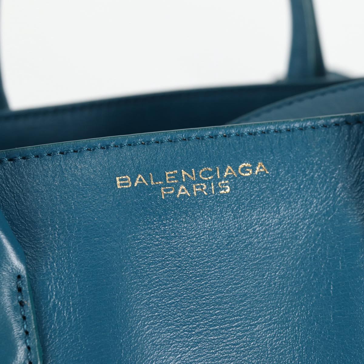 BALENCIAGA Hand Bag Leather 2way Blue Gold 305593 Auth ki5885