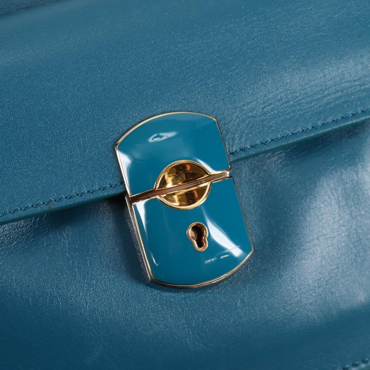 BALENCIAGA Hand Bag Leather 2way Blue Gold 305593 Auth ki5885