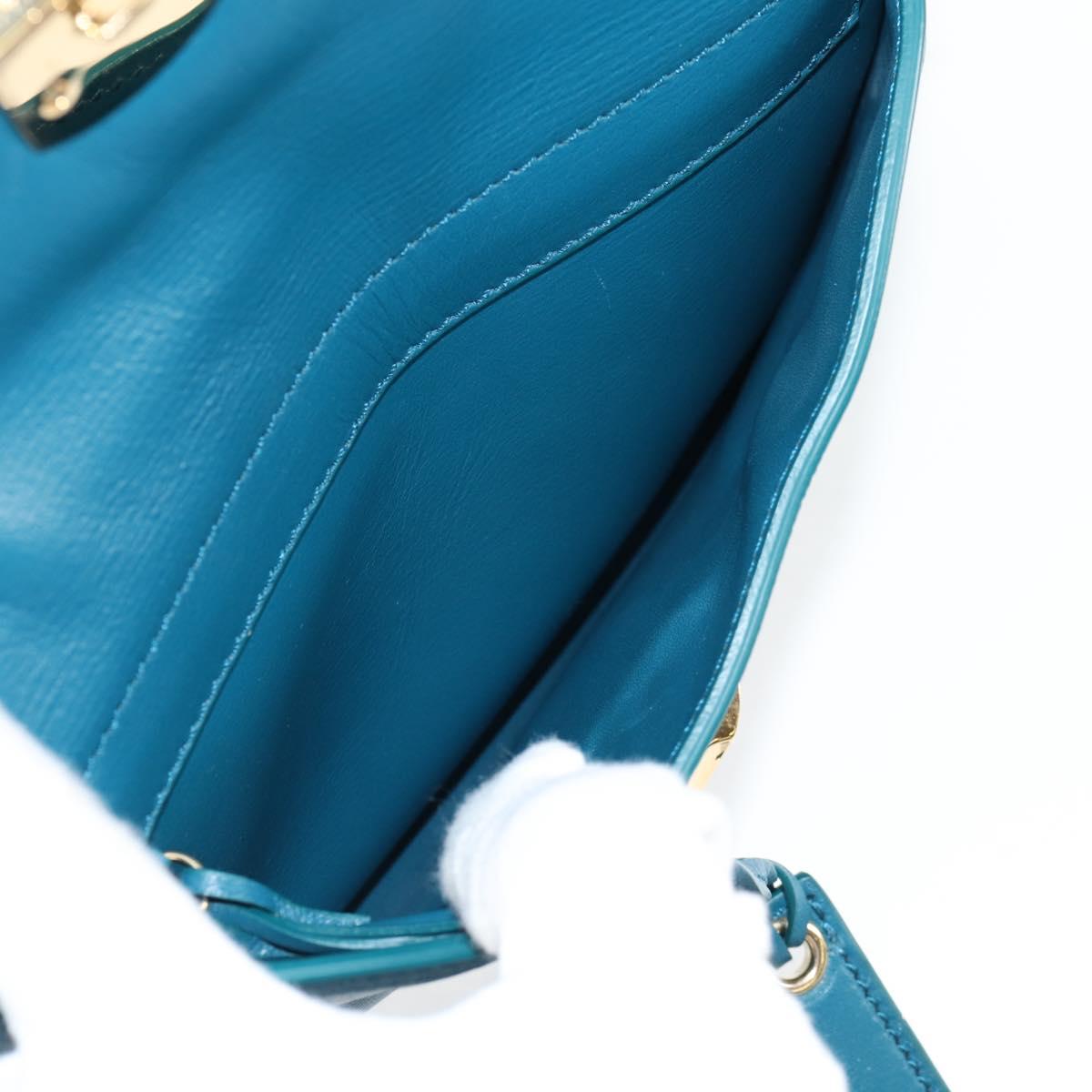 BALENCIAGA Hand Bag Leather 2way Blue Gold 305593 Auth ki5885