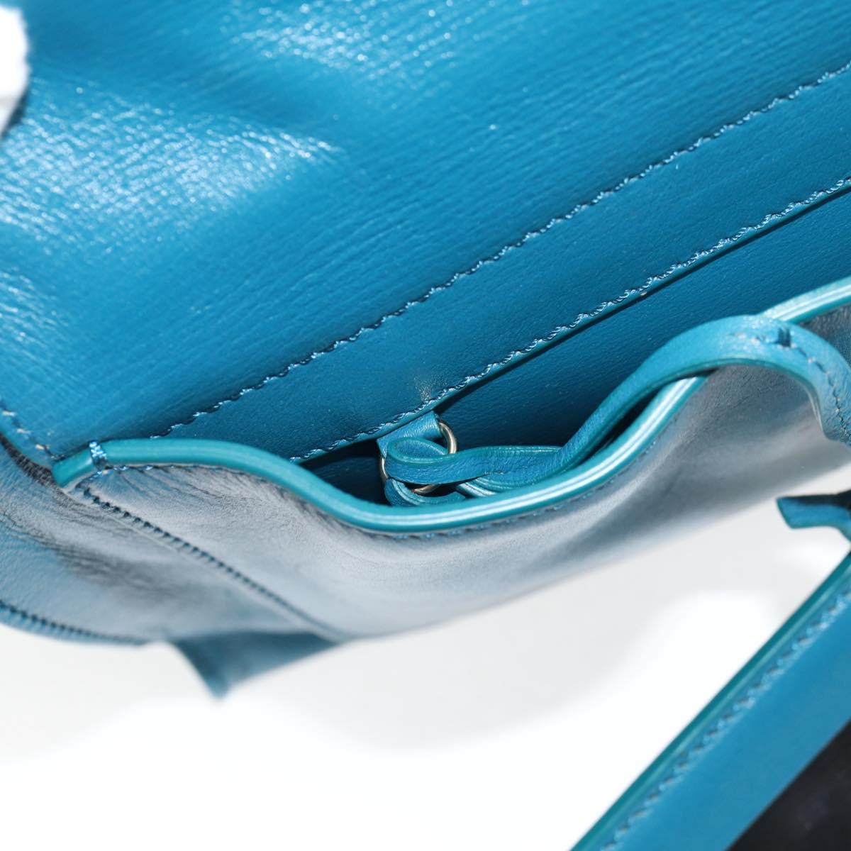 BALENCIAGA Hand Bag Leather 2way Blue Gold 305593 Auth ki5885
