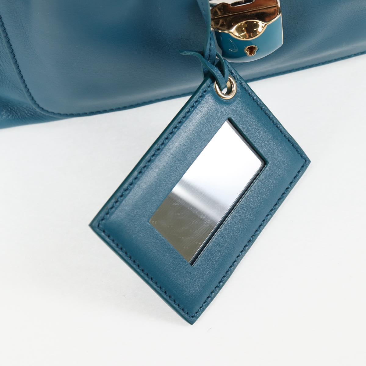 BALENCIAGA Hand Bag Leather 2way Blue Gold 305593 Auth ki5885