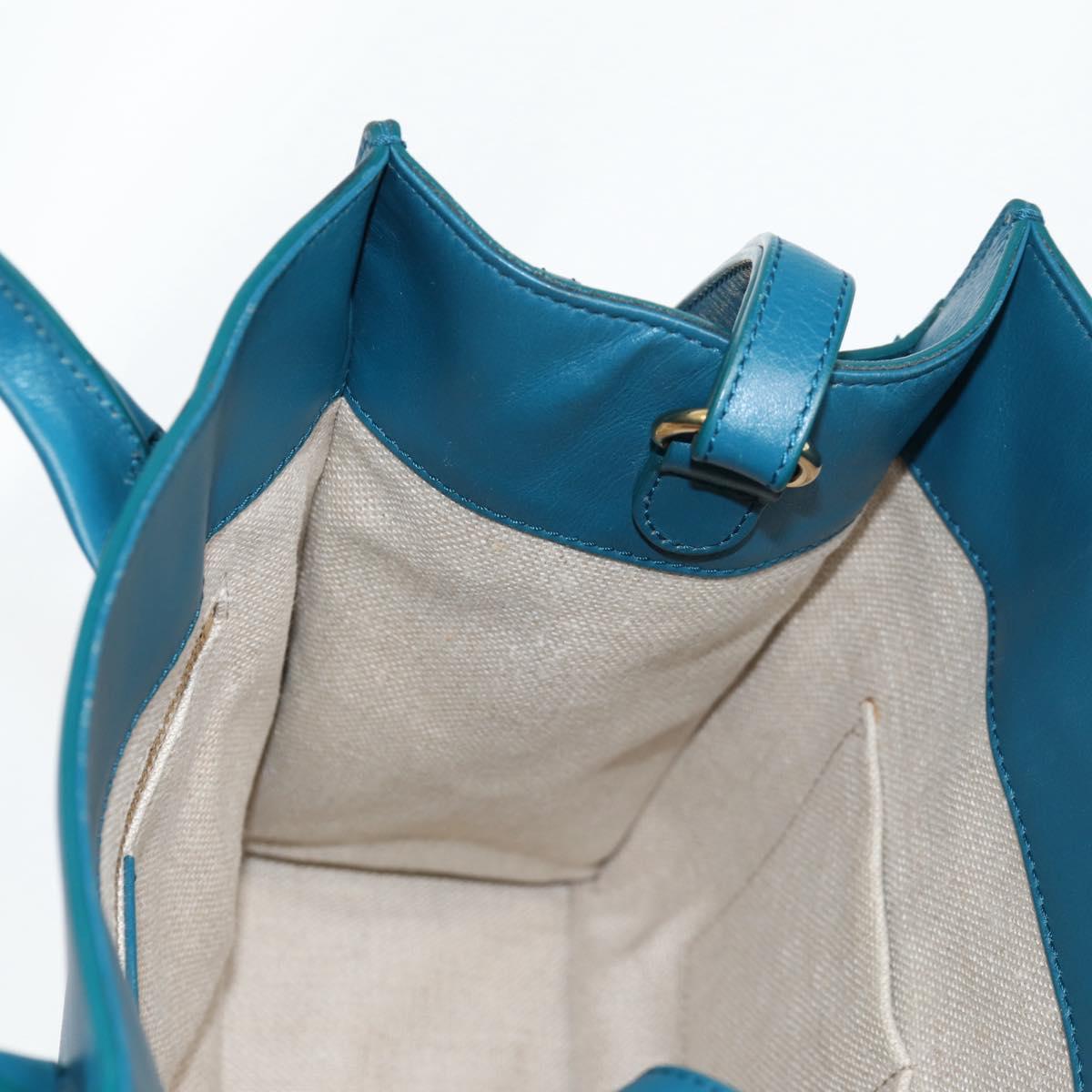 BALENCIAGA Hand Bag Leather 2way Blue Gold 305593 Auth ki5885