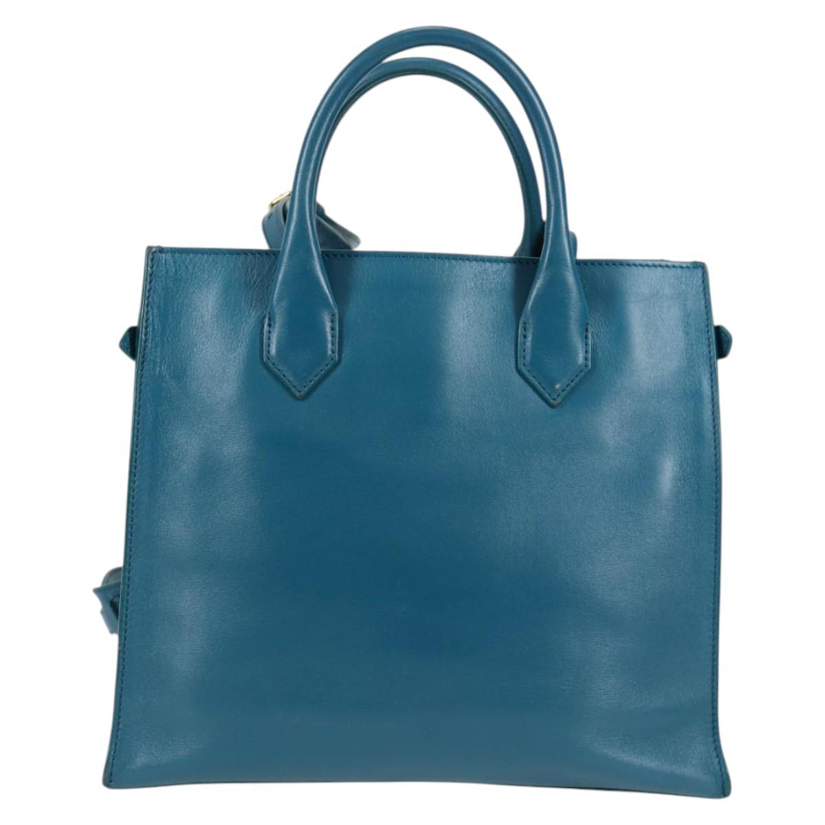 BALENCIAGA Hand Bag Leather 2way Blue Gold 305593 Auth ki5885