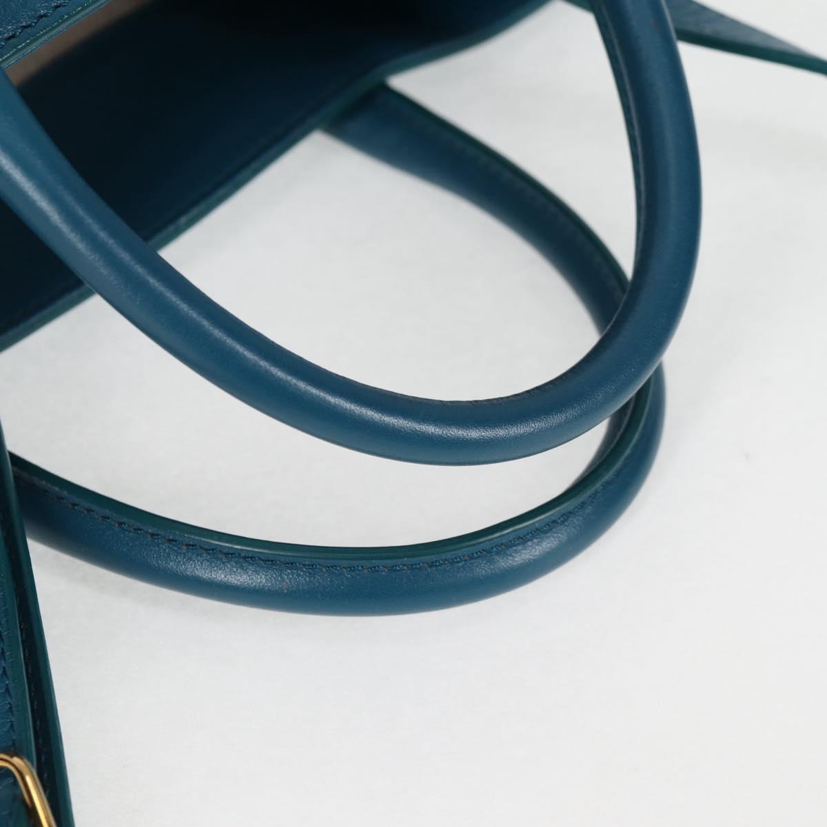 BALENCIAGA Hand Bag Leather 2way Blue Gold 305593 Auth ki5885
