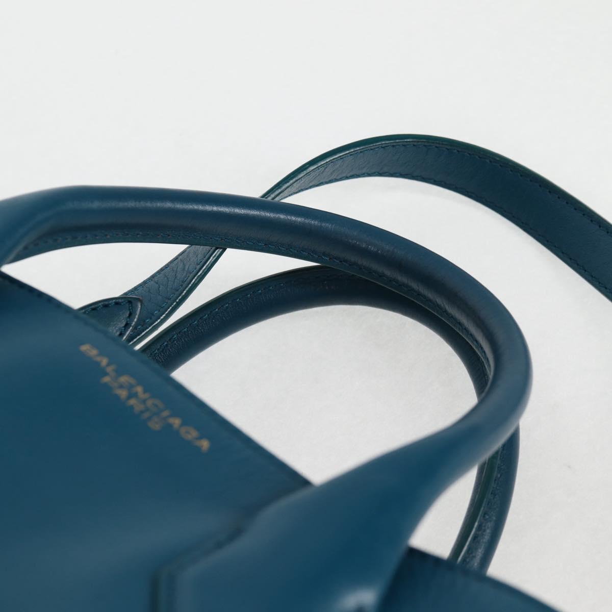 BALENCIAGA Hand Bag Leather 2way Blue Gold 305593 Auth ki5885