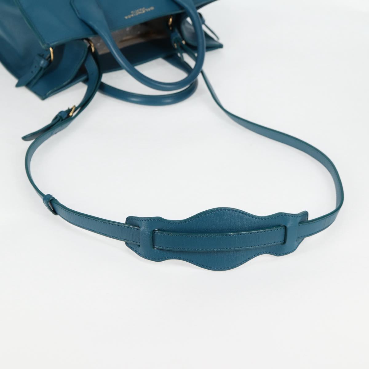 BALENCIAGA Hand Bag Leather 2way Blue Gold 305593 Auth ki5885