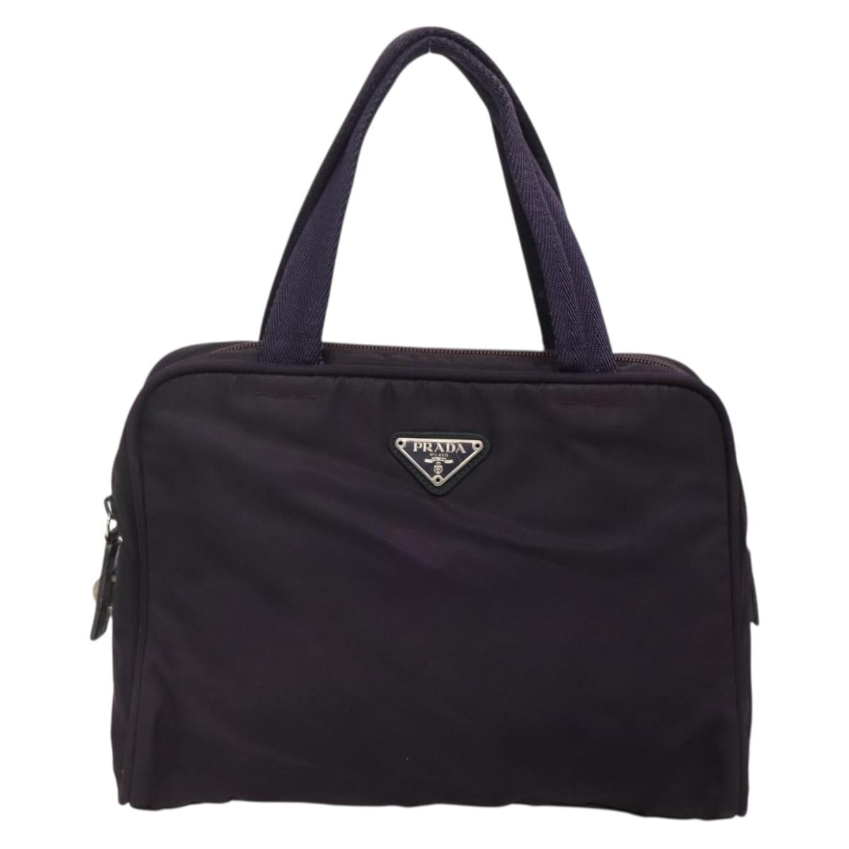 PRADA Hand Bag Nylon Purple Silver Auth ki5886