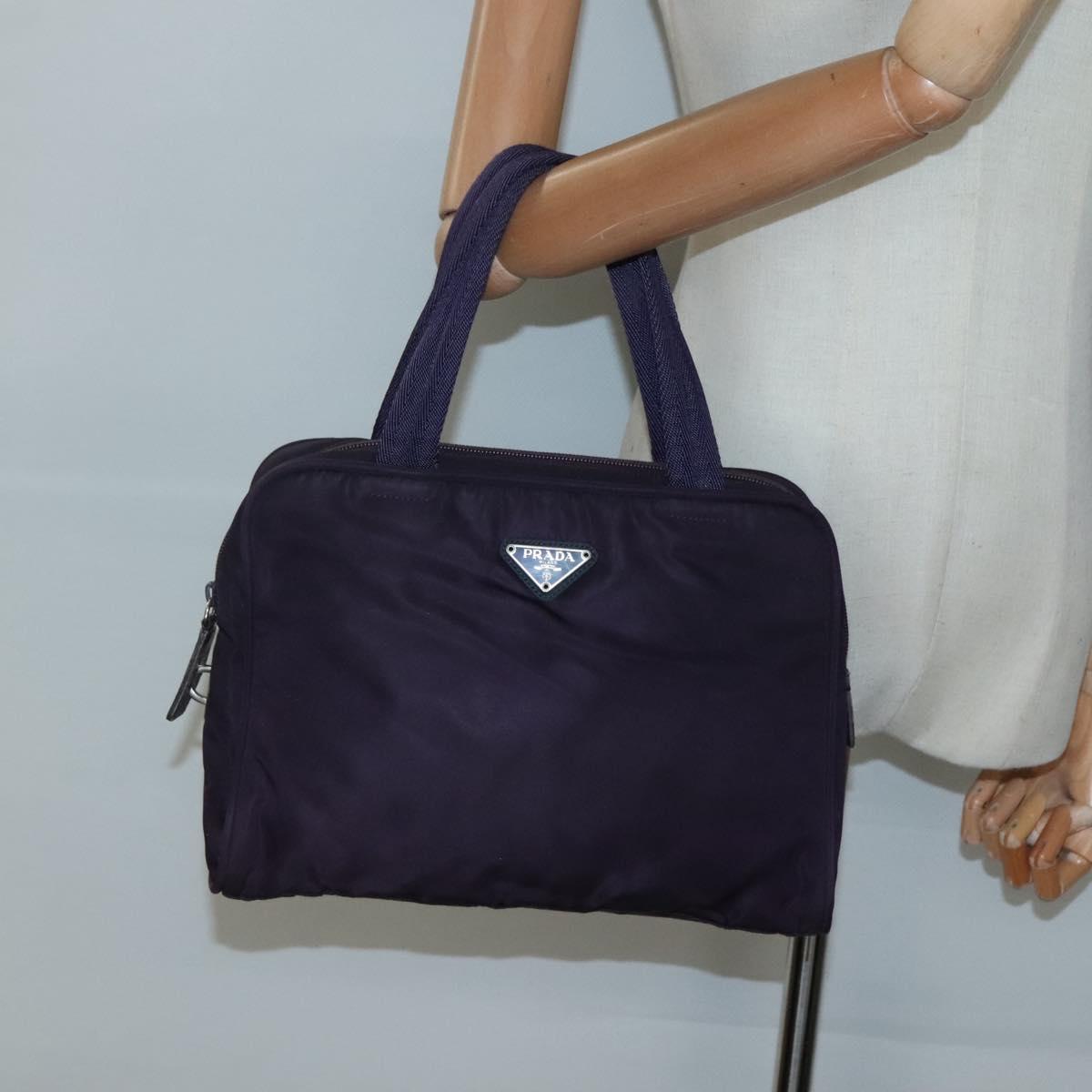 PRADA Hand Bag Nylon Purple Silver Auth ki5886