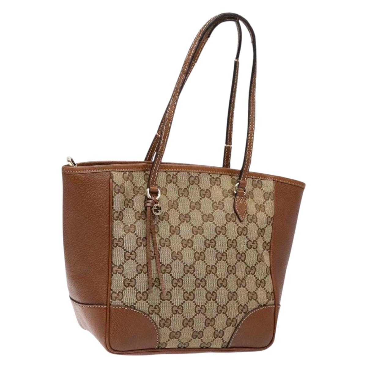 GUCCI GG Canvas Hand Bag Beige Gold 353119 Auth ki5893