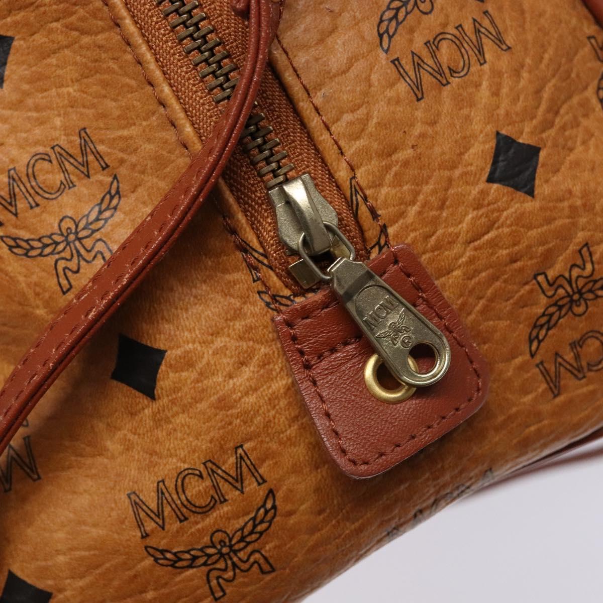 MCM Logogram Vicetos Mini Boston Bag PVC Leather 2way Brown Gold Auth ki5897