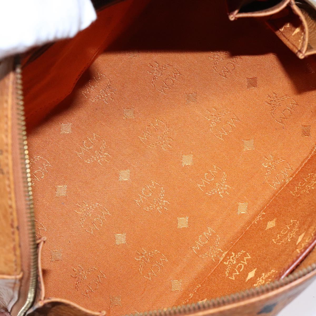 MCM Logogram Vicetos Mini Boston Bag PVC Leather 2way Brown Gold Auth ki5897