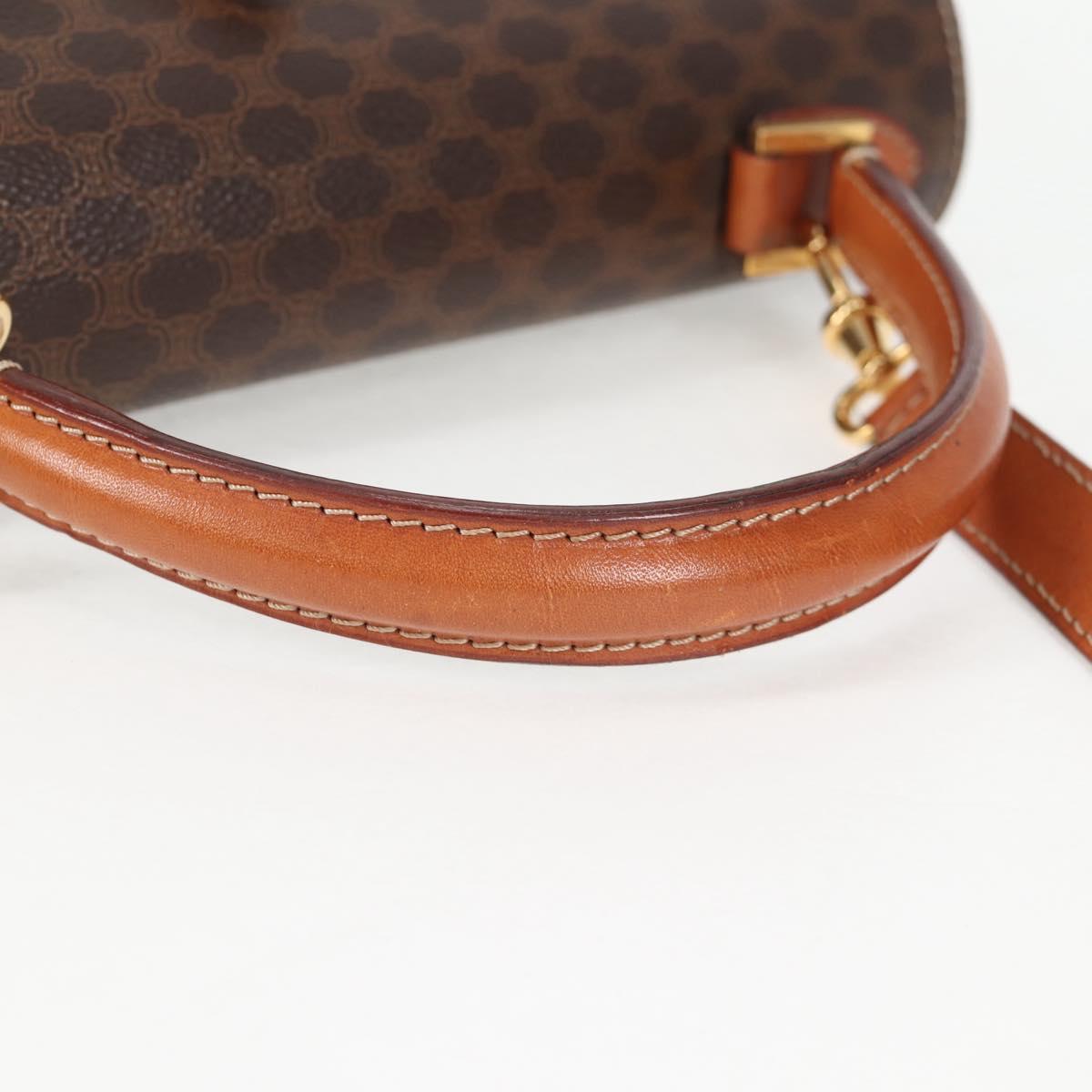 CELINE Macadam Canvas Hand Bag PVC Leather 2way Brown Gold Auth ki5899