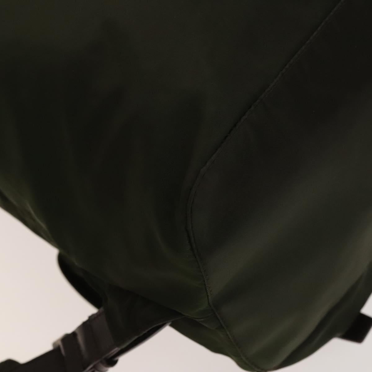 PRADA Backpack Nylon Khaki Silver Auth ki5908