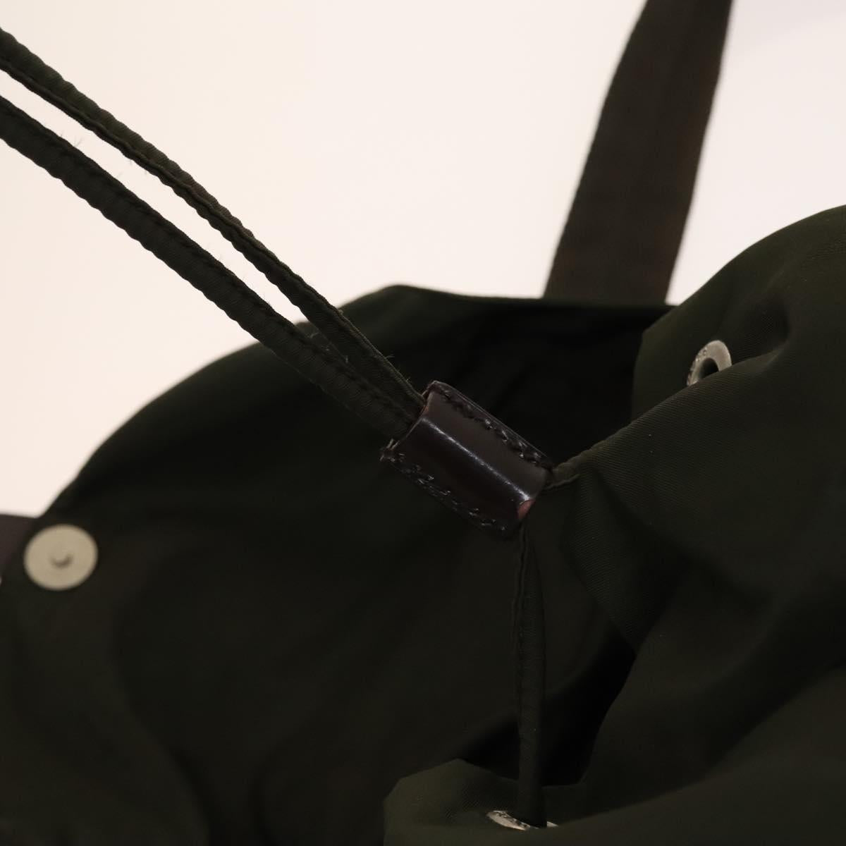 PRADA Backpack Nylon Khaki Silver Auth ki5908