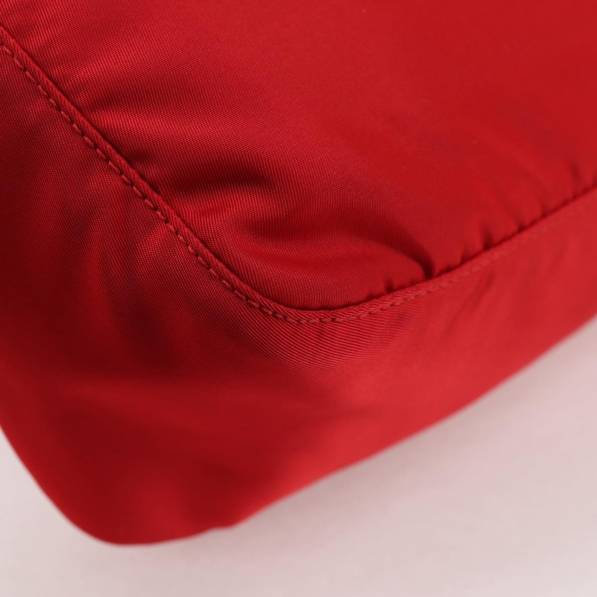 PRADA Shoulder Bag Nylon Red Silver Auth ki5917A