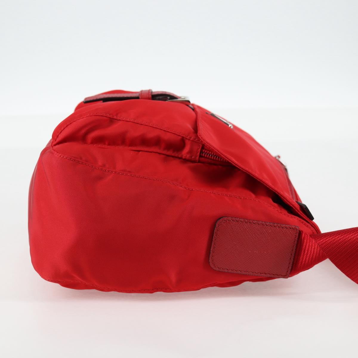 PRADA Shoulder Bag Nylon Red Silver Auth ki5917A