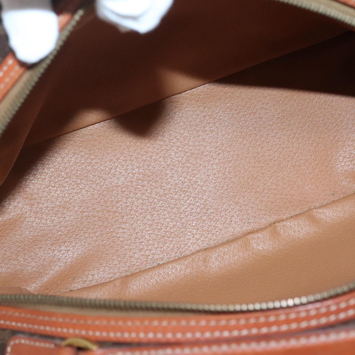 CELINE Macadam Canvas Hand Bag PVC Leather Brown Gold Auth ki5919