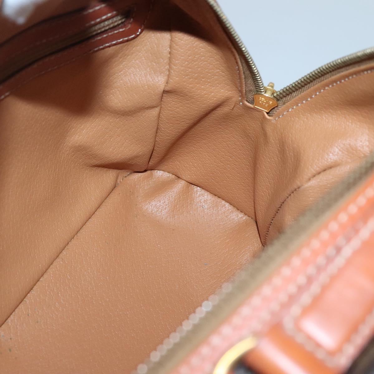CELINE Macadam Canvas Hand Bag PVC Leather Brown Gold Auth ki5919