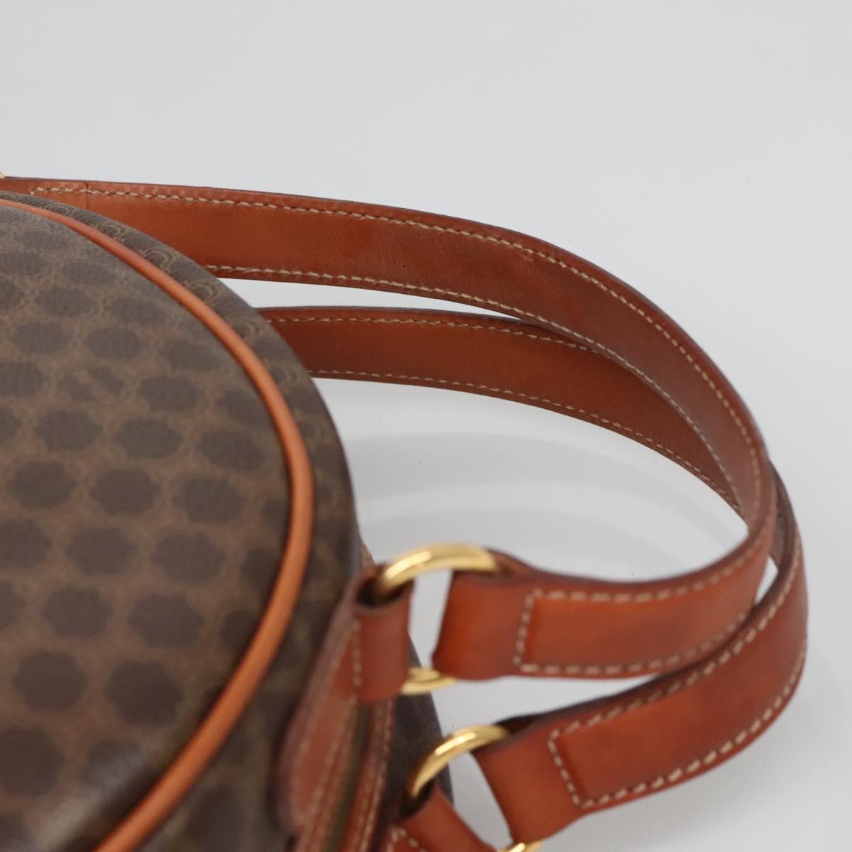 CELINE Macadam Canvas Hand Bag PVC Leather Brown Gold Auth ki5919