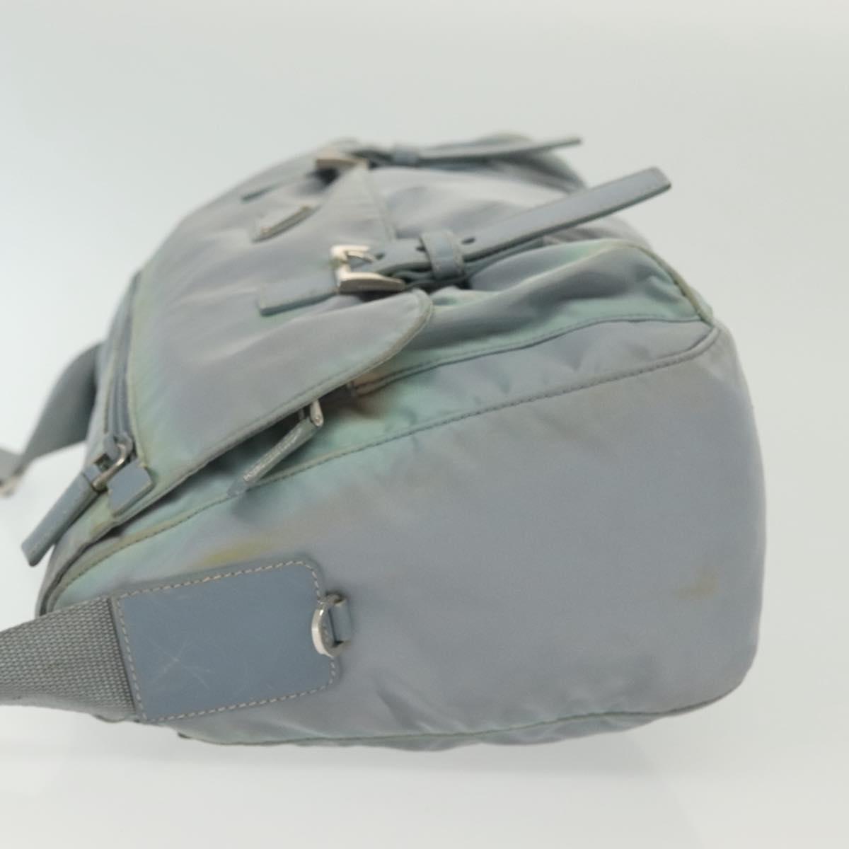 PRADA Shoulder Bag Nylon Light Blue Silver Auth ki5926