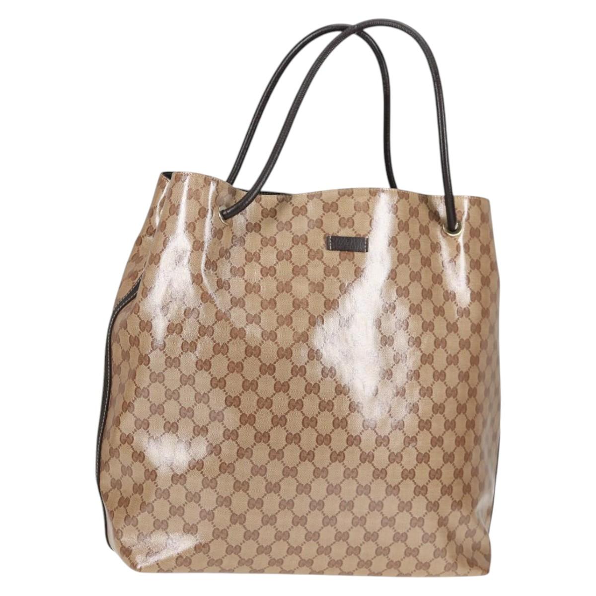 GUCCI GG Crystal Tote Bag Coated Canvas Beige 152274 Auth ki5933A