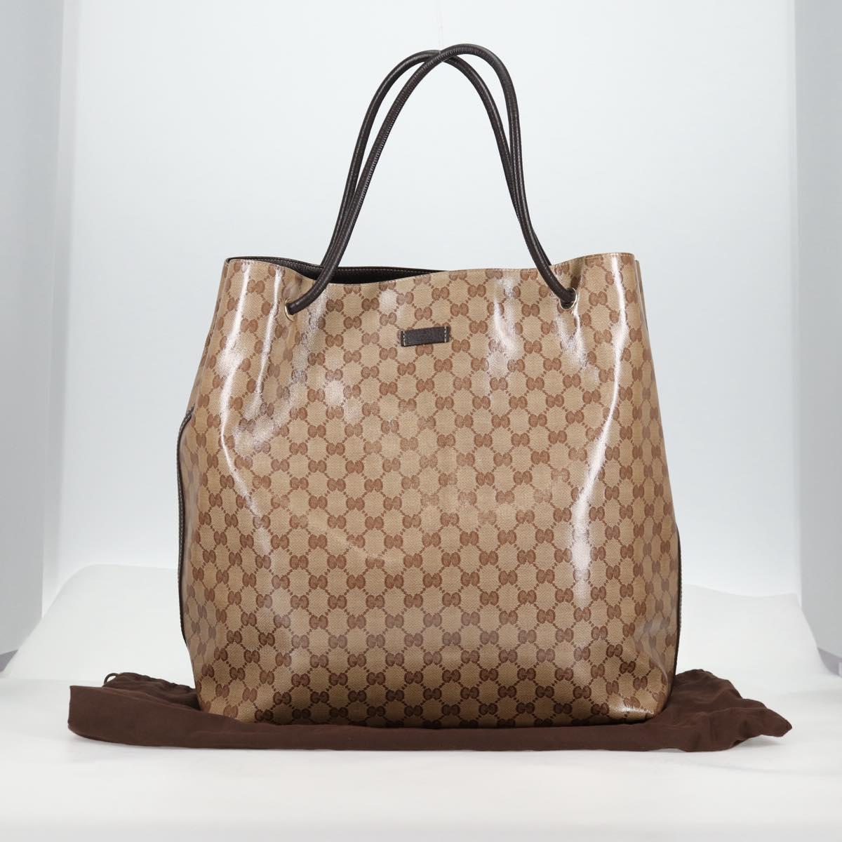 GUCCI GG Crystal Tote Bag Coated Canvas Beige 152274 Auth ki5933A