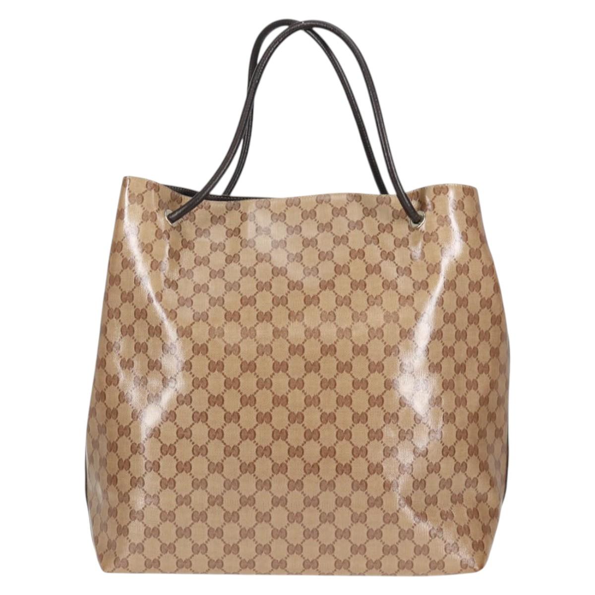 GUCCI GG Crystal Tote Bag Coated Canvas Beige 152274 Auth ki5933A