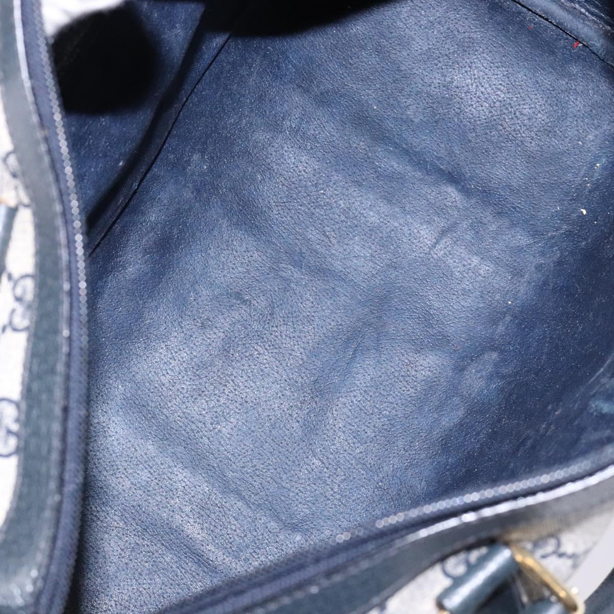 GUCCI GG Supreme Sherry Line Boston Bag PVC Navy Gold Auth ki5935