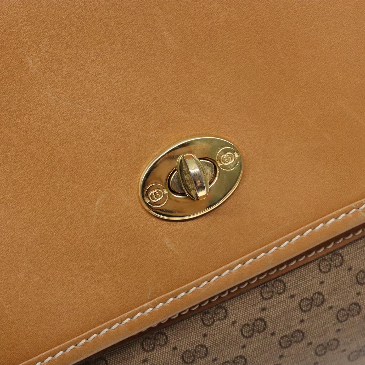 GUCCI Micro GG Supreme Shoulder Bag PVC Beige Gold Auth ki5939