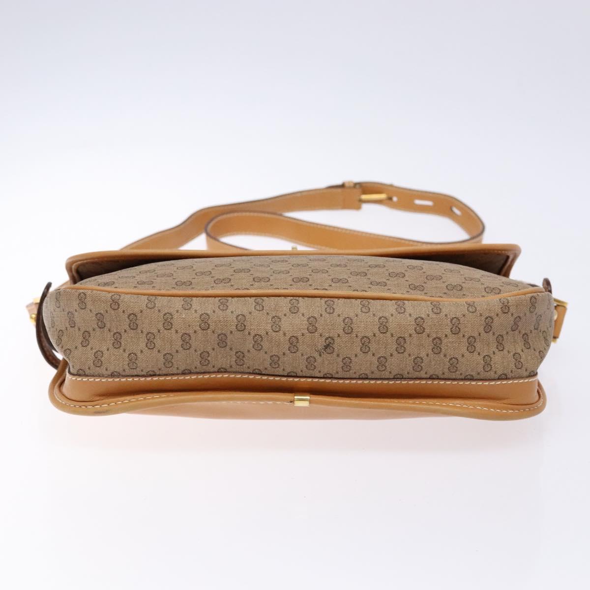 GUCCI Micro GG Supreme Shoulder Bag PVC Beige Gold Auth ki5939