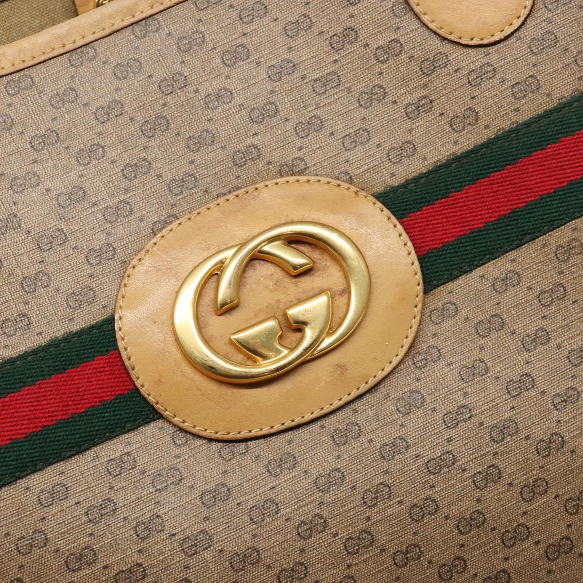 GUCCI Micro GG Supreme Web Sherry Line Bag PVC Beige 002 904 0131 Auth ki5940
