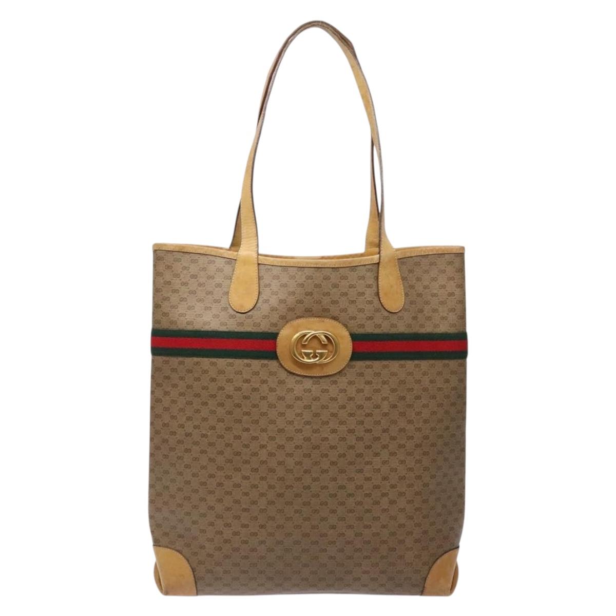 GUCCI Micro GG Supreme Web Sherry Line Bag PVC Beige 002 904 0131 Auth ki5940