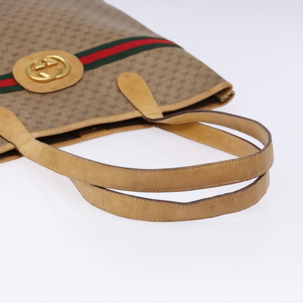 GUCCI Micro GG Supreme Web Sherry Line Bag PVC Beige 002 904 0131 Auth ki5940