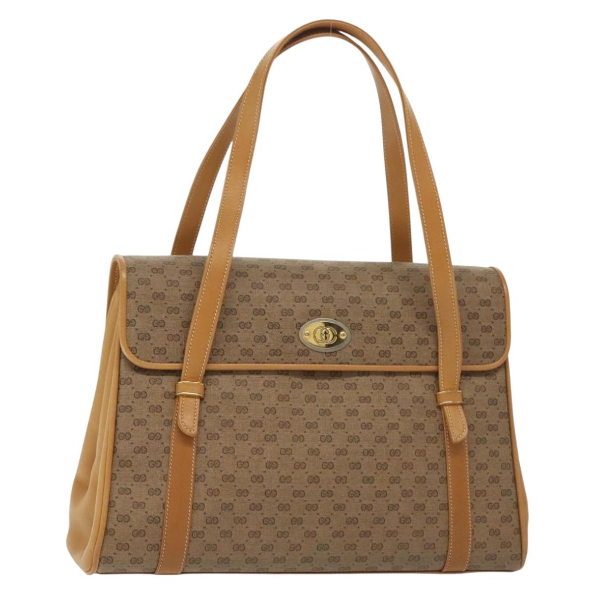 GUCCI Micro GG Supreme Hand Bag PVC Beige Gold 000 46 4857 Auth ki5941