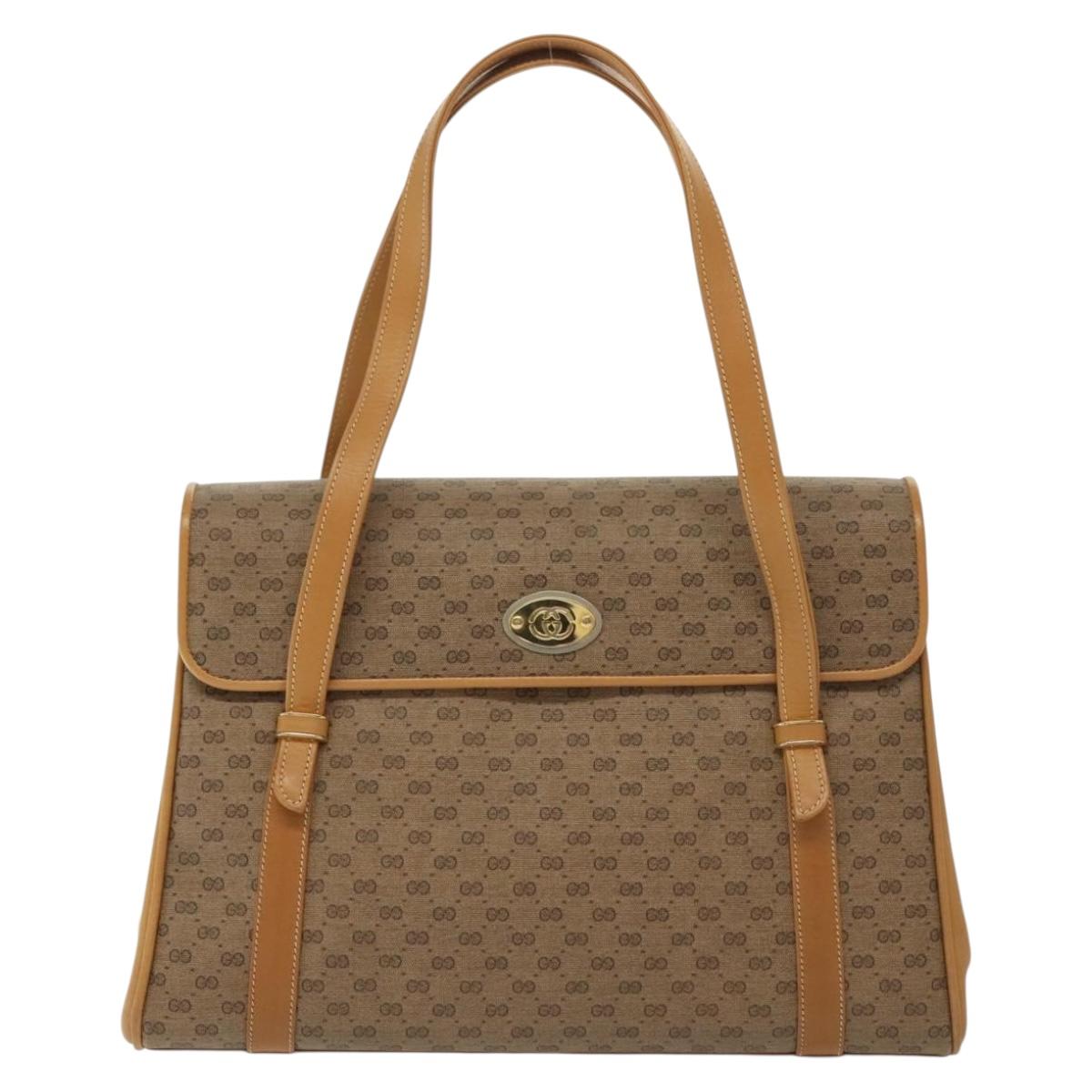 GUCCI Micro GG Supreme Hand Bag PVC Beige Gold 000 46 4857 Auth ki5941