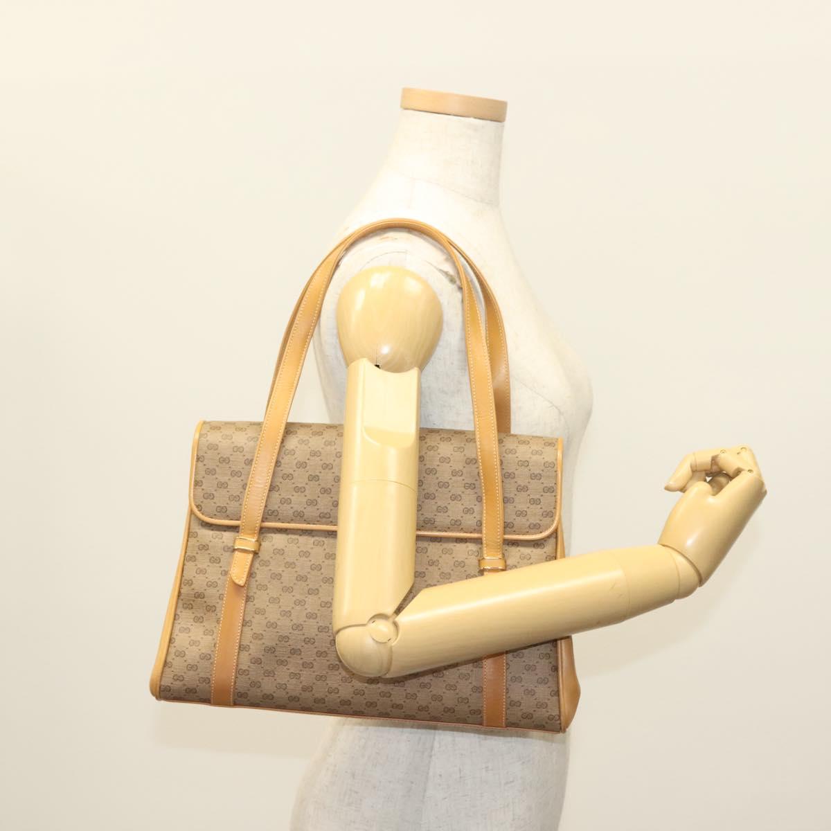 GUCCI Micro GG Supreme Hand Bag PVC Beige Gold 000 46 4857 Auth ki5941