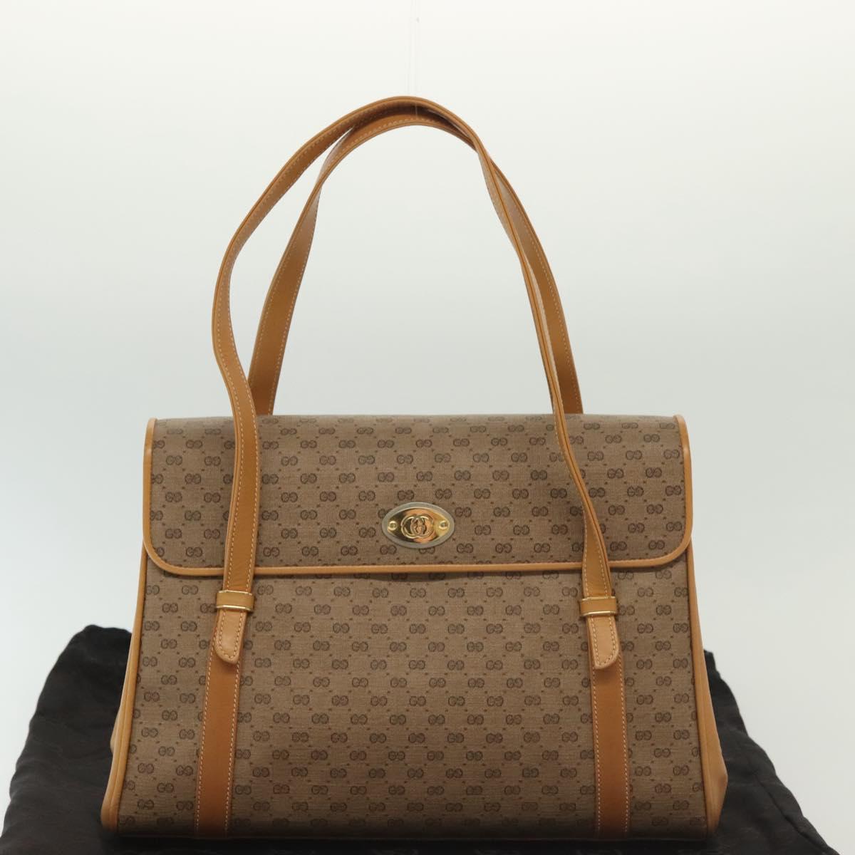 GUCCI Micro GG Supreme Hand Bag PVC Beige Gold 000 46 4857 Auth ki5941