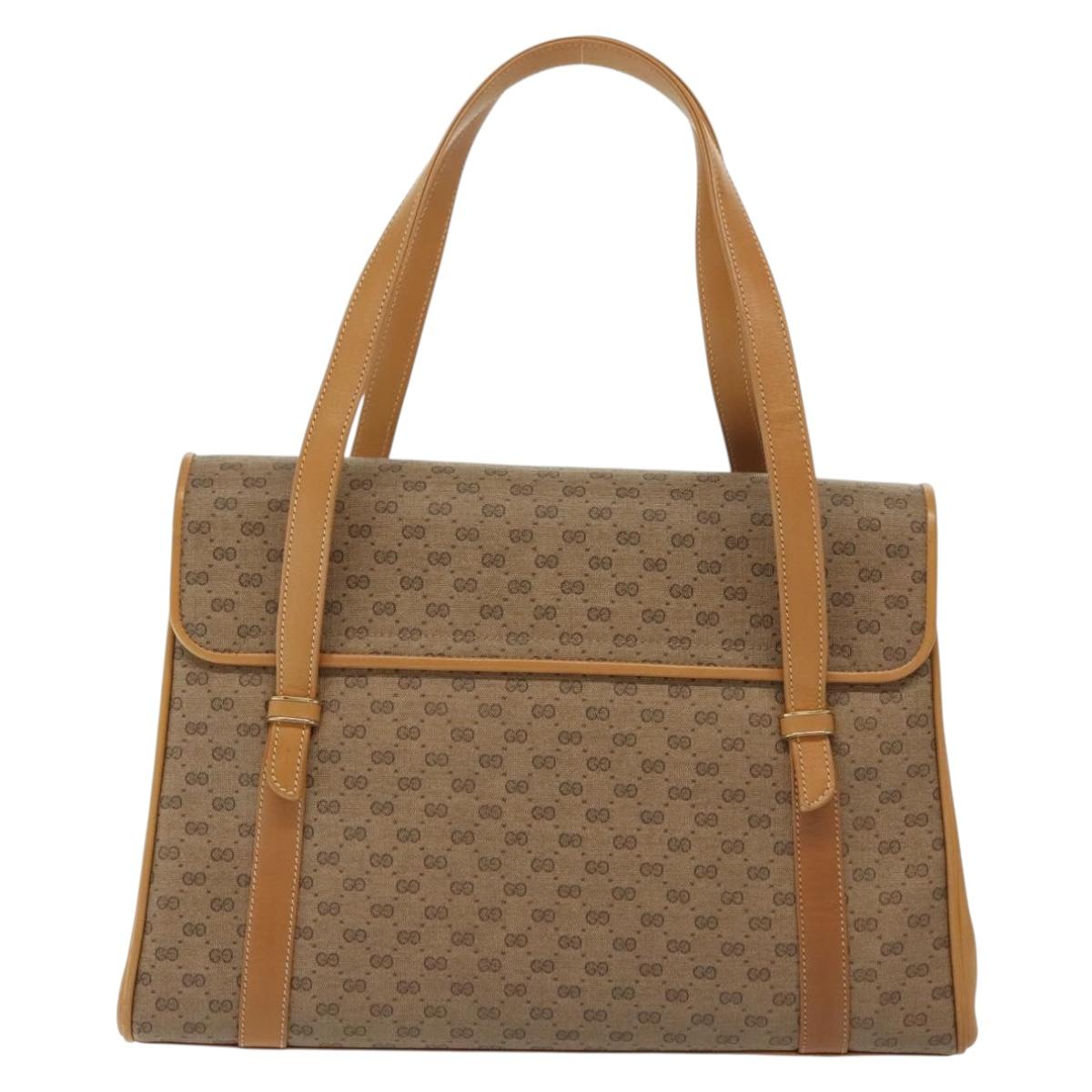 GUCCI Micro GG Supreme Hand Bag PVC Beige Gold 000 46 4857 Auth ki5941